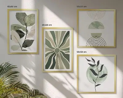 Set de tablouri decorative pentru perete cu model de forme geometrice ale plantelor