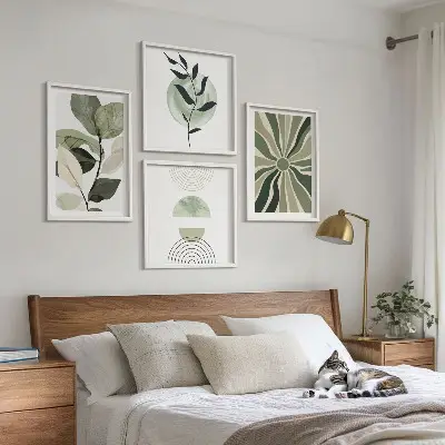 Set de tablouri decorative pentru perete cu model de forme geometrice ale plantelor