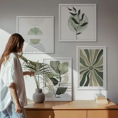 Set de tablouri decorative pentru perete cu model de forme geometrice ale plantelor