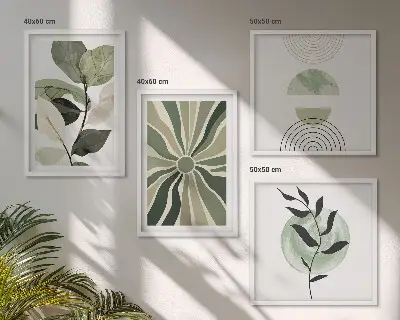 Set de tablouri decorative pentru perete cu model de forme geometrice ale plantelor