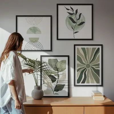 Set de tablouri decorative pentru perete cu model de forme geometrice ale plantelor