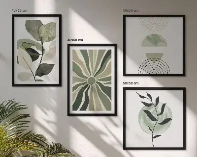 Set de tablouri decorative pentru perete cu model de forme geometrice ale plantelor