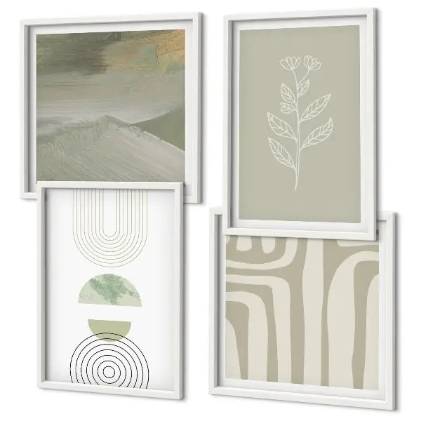 Set de tablouri gata de agățat cu modele geometrice de plante