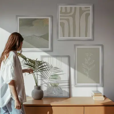 Set de tablouri gata de agățat cu modele geometrice de plante