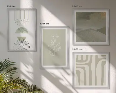 Set de tablouri gata de agățat cu modele geometrice de plante