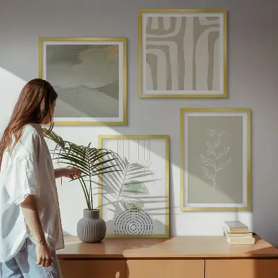 Set de tablouri gata de agățat cu modele geometrice de plante