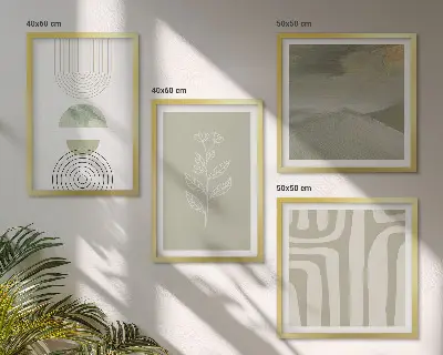 Set de tablouri gata de agățat cu modele geometrice de plante