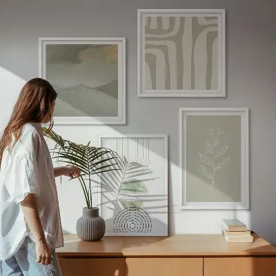 Set de tablouri gata de agățat cu modele geometrice de plante
