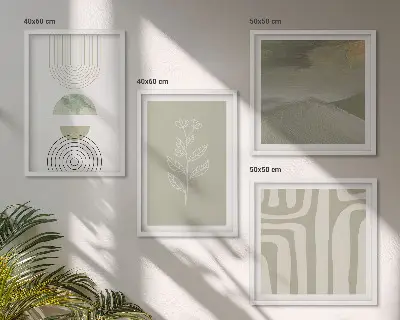 Set de tablouri gata de agățat cu modele geometrice de plante