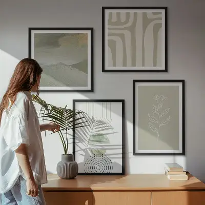 Set de tablouri gata de agățat cu modele geometrice de plante