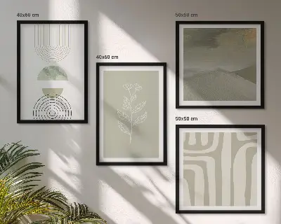 Set de tablouri gata de agățat cu modele geometrice de plante