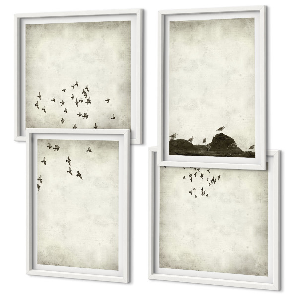 Set tablouri gata de agățat Pictură minimalistă cu păsări