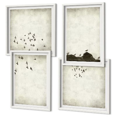 Set tablouri gata de agățat Pictură minimalistă cu păsări