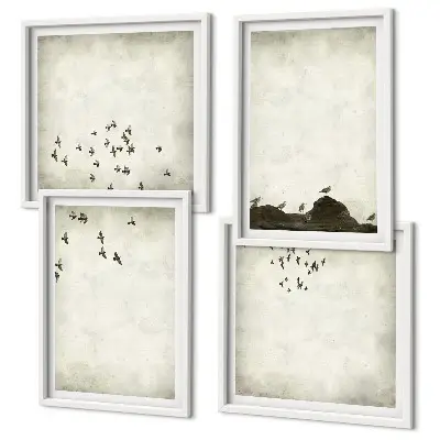 Pictură minimalistă cu păsări set de tablouri gata de agățat
