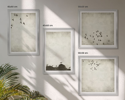 Set tablouri gata de agățat Pictură minimalistă cu păsări
