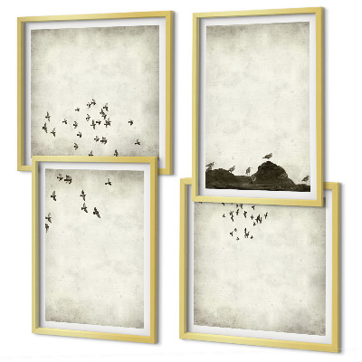 Set tablouri gata de agățat Pictură minimalistă cu păsări
