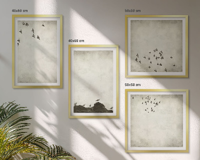 Set tablouri gata de agățat Pictură minimalistă cu păsări