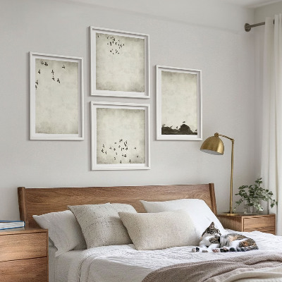 Set tablouri gata de agățat Pictură minimalistă cu păsări