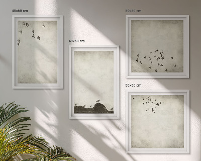 Set tablouri gata de agățat Pictură minimalistă cu păsări