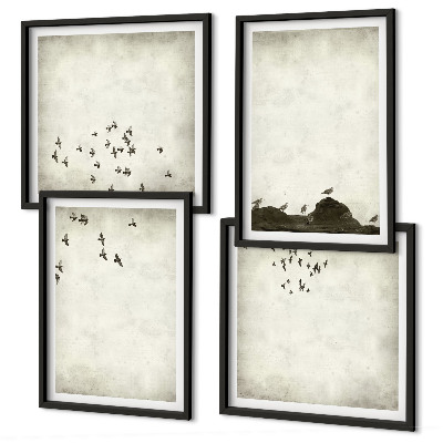Set tablouri gata de agățat Pictură minimalistă cu păsări