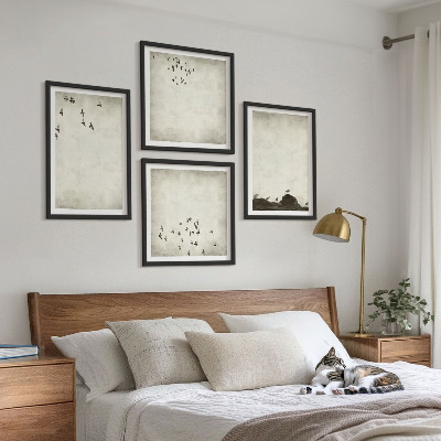 Set tablouri gata de agățat Pictură minimalistă cu păsări