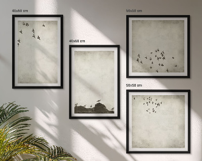 Set tablouri gata de agățat Pictură minimalistă cu păsări