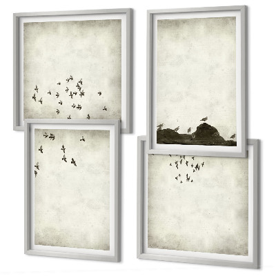Set tablouri gata de agățat Pictură minimalistă cu păsări