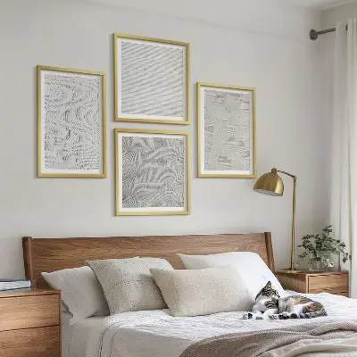 Compoziție de tablouri pentru perete cu modele geometrice de nisip