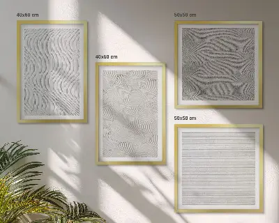 Compoziție de tablouri pentru perete cu modele geometrice de nisip