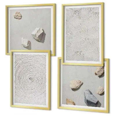 Compoziție de tablouri geometrice cu model de pietre din carton
