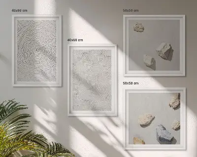 Compoziție de tablouri geometrice cu model de pietre din carton