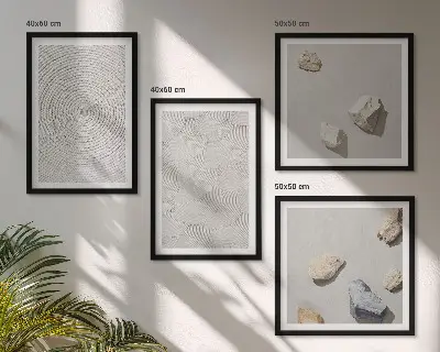 Compoziție de tablouri geometrice cu model de pietre din carton