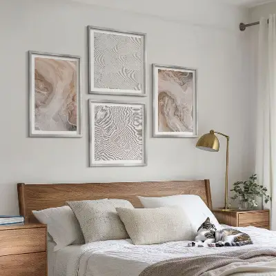 Set de tablouri gata de agățat cu modele de textură din piatră de marmură
