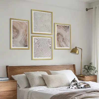 Set de tablouri gata de agățat cu modele de textură din piatră de marmură
