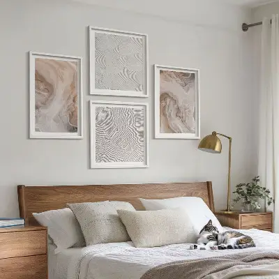 Set de tablouri gata de agățat cu modele de textură din piatră de marmură