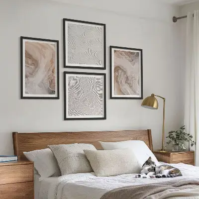 Set de tablouri gata de agățat cu modele de textură din piatră de marmură