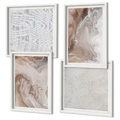 Compoziție de tablouri pentru perete modele abstracte cu textură de marmură