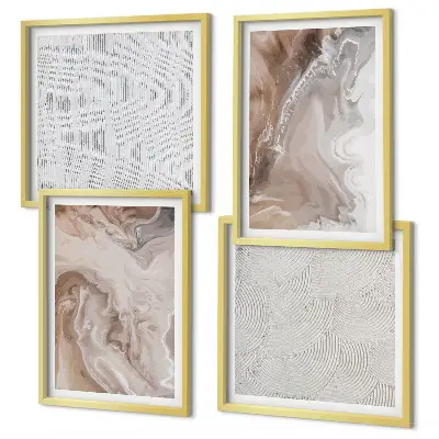 Compoziție de tablouri pentru perete modele abstracte cu textură de marmură