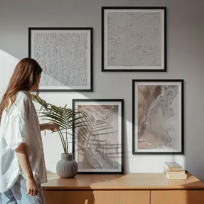 Compoziție de tablouri pentru perete modele abstracte cu textură de marmură