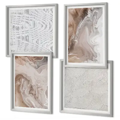 Compoziție de tablouri pentru perete modele abstracte cu textură de marmură