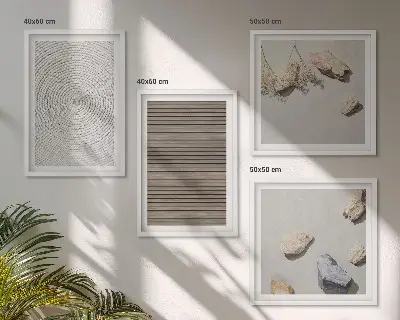 Set de tablouri gata de agățat cu texturi naturale din lemn și pietre