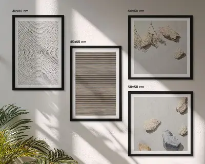 Set de tablouri gata de agățat cu texturi naturale din lemn și pietre