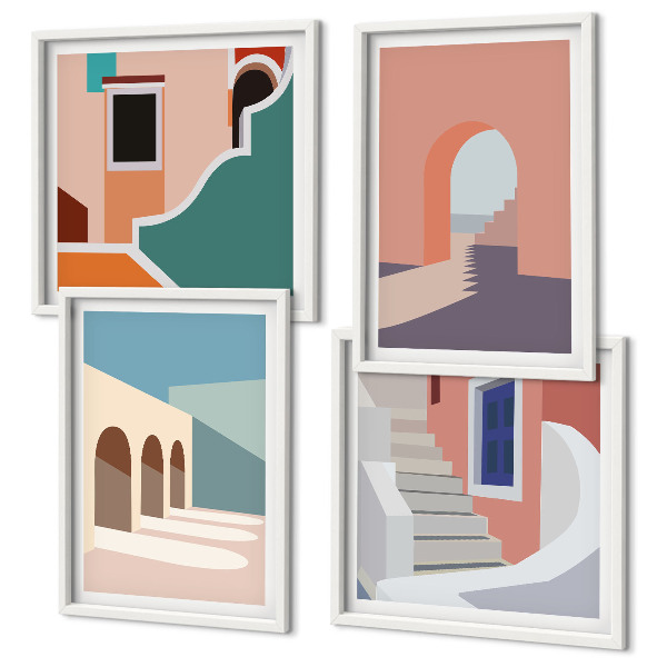Set tablouri gata de agățat Grafică minimalistă pastelată
