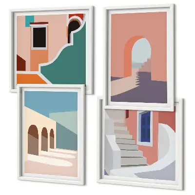 Set de tablouri gata de agățat cu grafică minimalistă pastelată