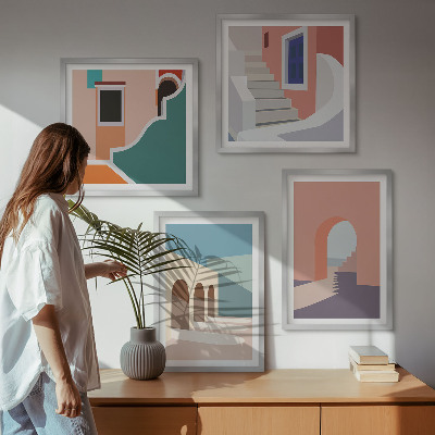 Set tablouri gata de agățat Grafică minimalistă pastelată
