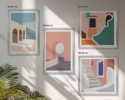 Set tablouri gata de agățat Grafică minimalistă pastelată