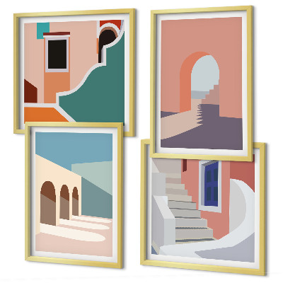 Set tablouri gata de agățat Grafică minimalistă pastelată