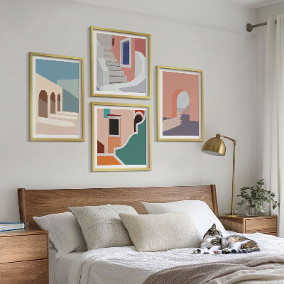 Set tablouri gata de agățat Grafică minimalistă pastelată