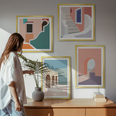 Set tablouri gata de agățat Grafică minimalistă pastelată