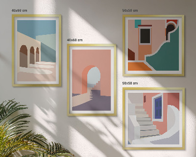 Set tablouri gata de agățat Grafică minimalistă pastelată
